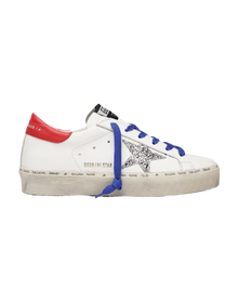 Women | Hi Star Sneakers White Leather with Grey Glitter Star & Red Heel Tab