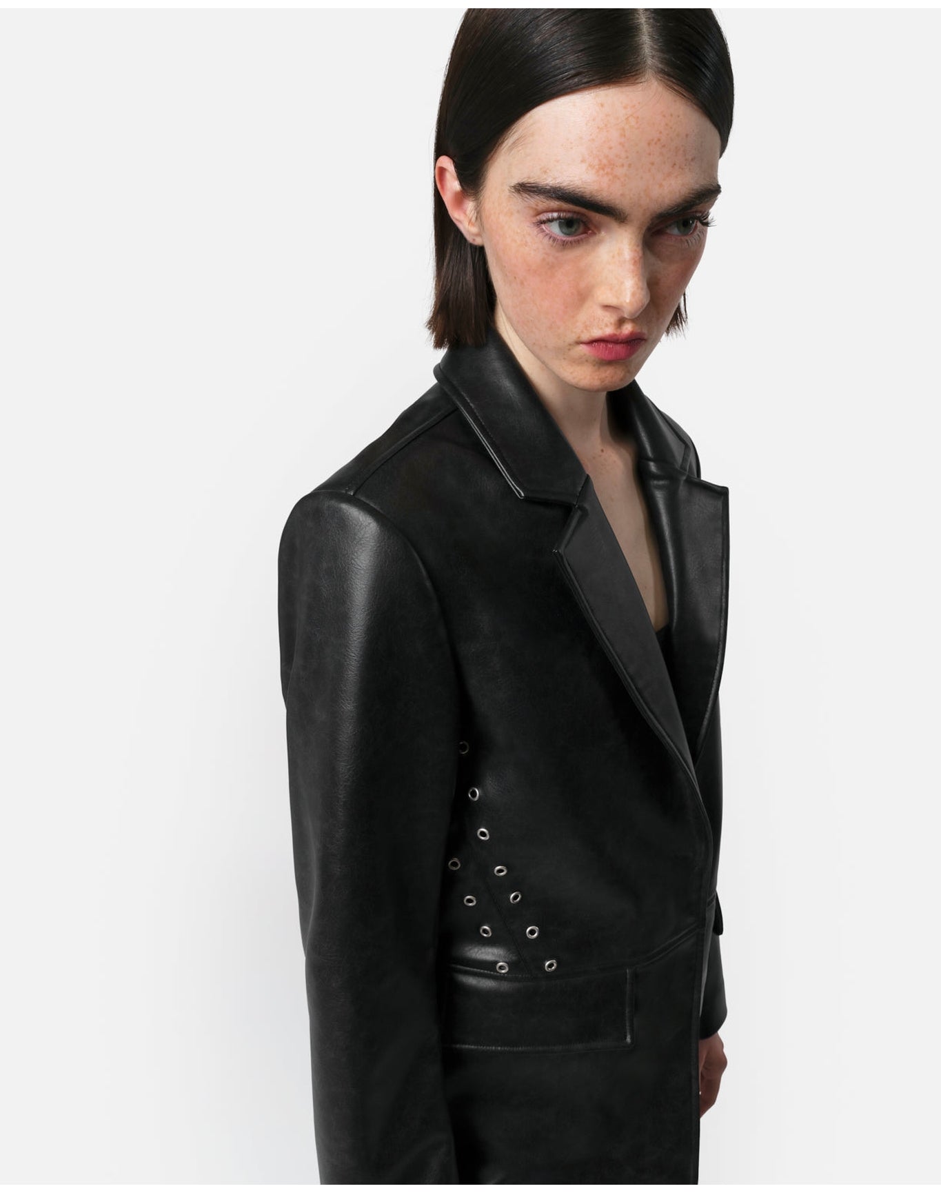 Kelan Vegan Leather Blazer | Noir