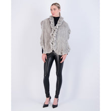 Women | Knit Mink Ruffle Stole | Sapphire