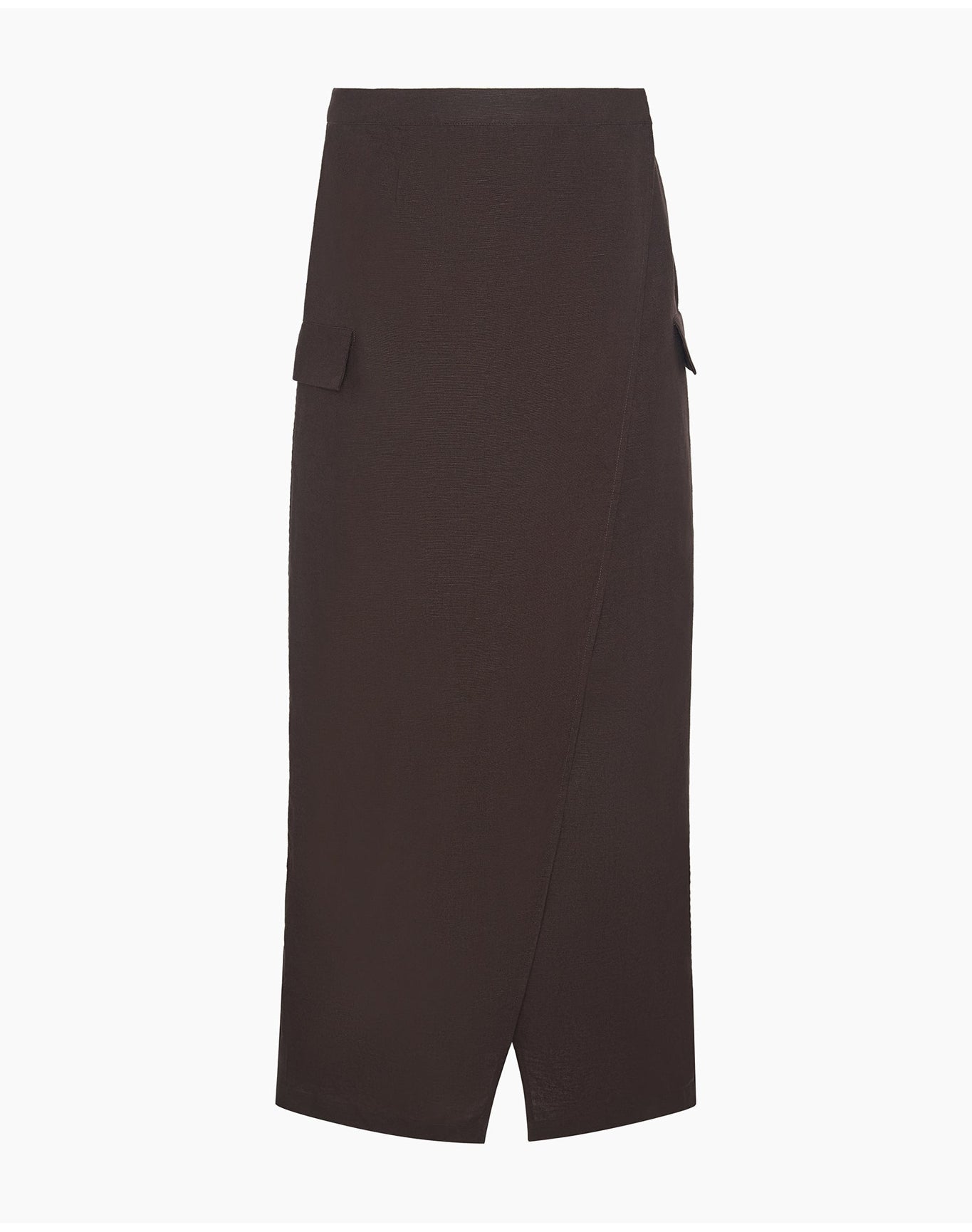 Women | Linen Utility Wrap Maxi Skirt | Espresso