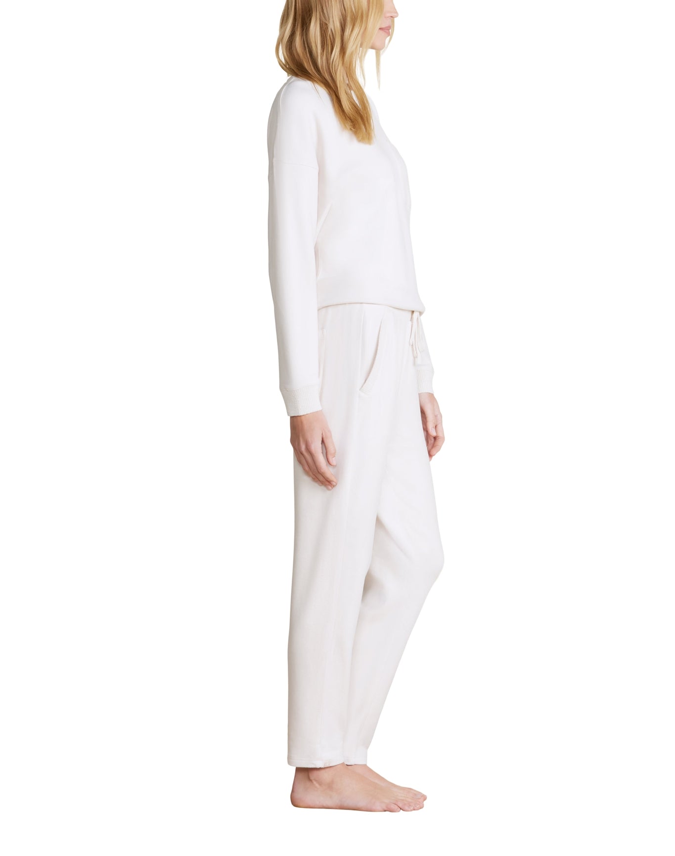 Women | MC Brushed Fleece Sweater Mix Tapered Pant | Sand Dune
