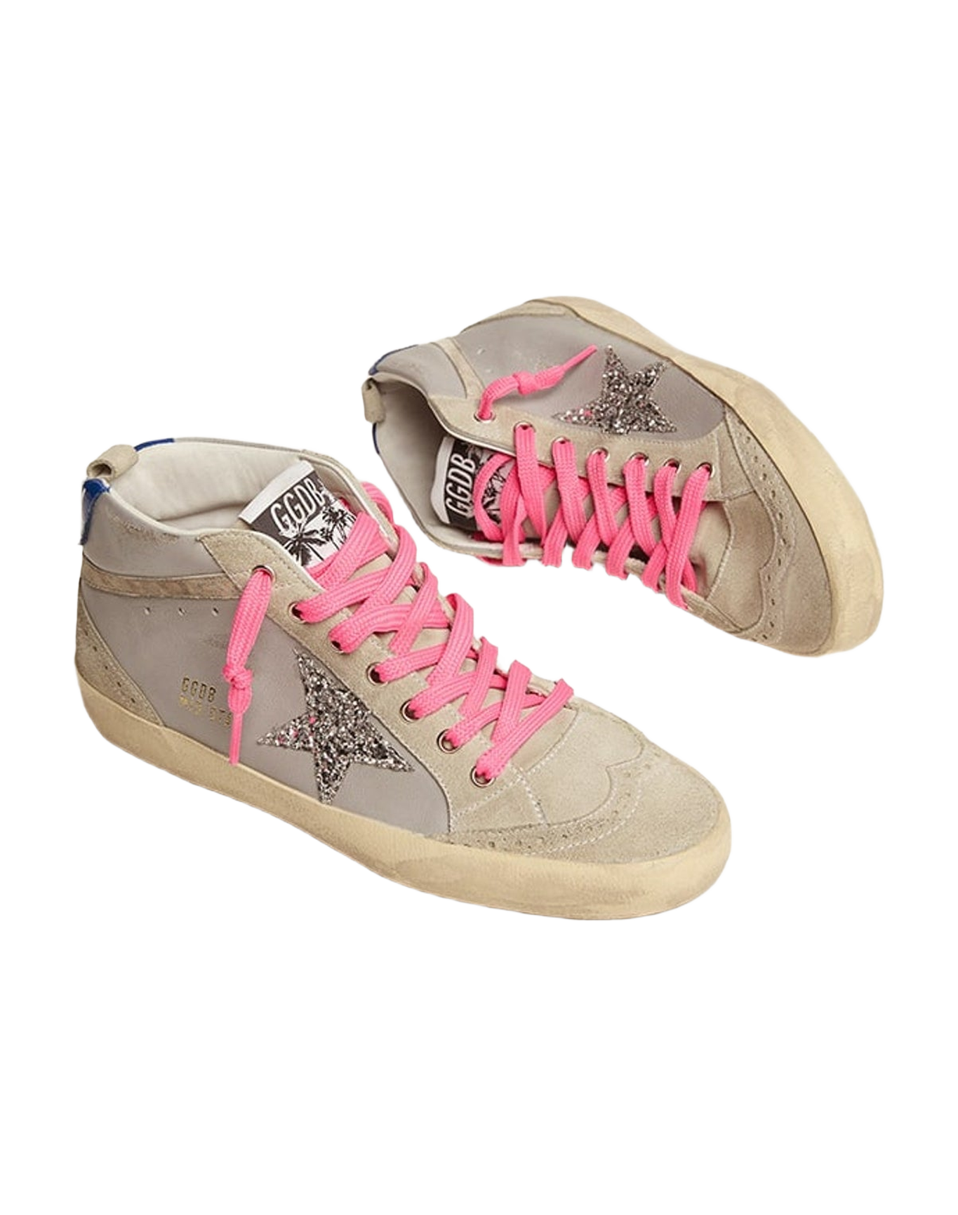 Women | Mid Star Grey Leather with Silver Glitter Star | Light Grey x Ice x Silver x Beige Light Brown Black x Blue