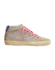 Women | Mid Star Grey Leather with Silver Glitter Star | Light Grey x Ice x Silver x Beige Light Brown Black x Blue