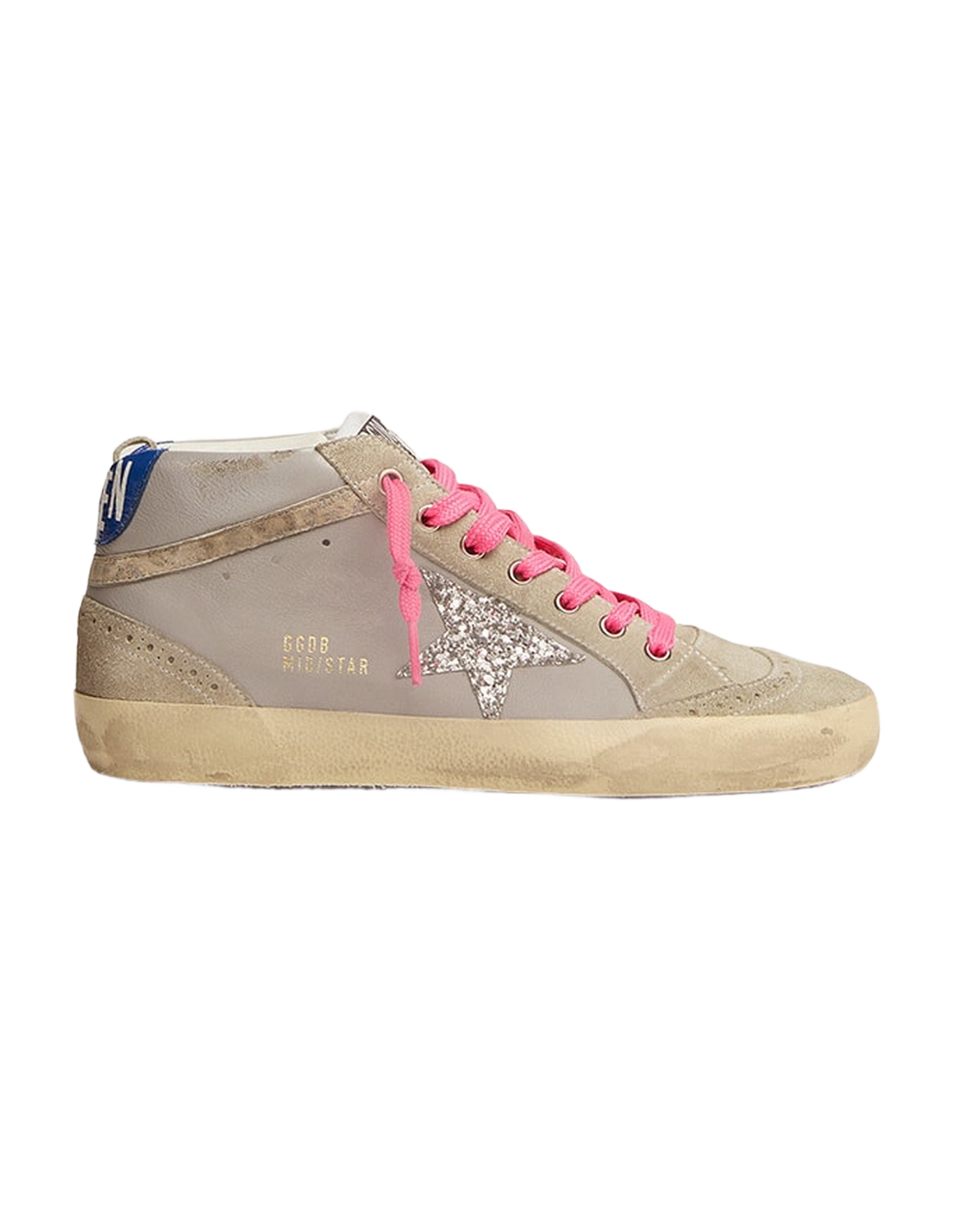 Women | Mid Star Grey Leather with Silver Glitter Star | Light Grey x Ice x Silver x Beige Light Brown Black x Blue