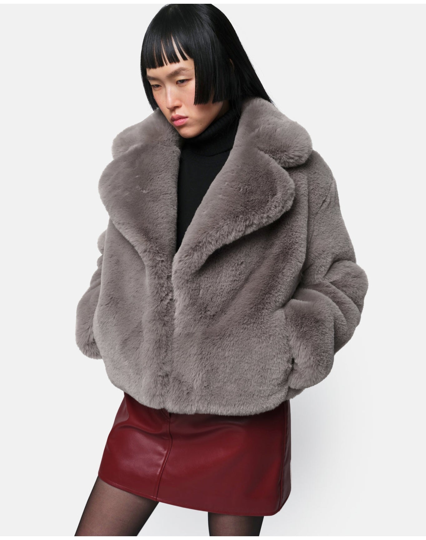 Miller Faux Fur Coat | Granite