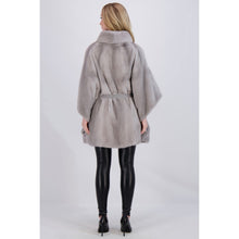 Women | Mink Cape, Leather Belt | Sapphire