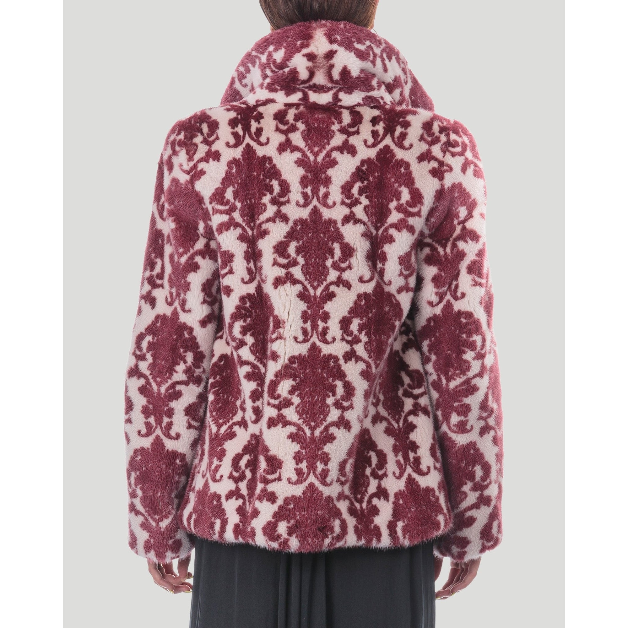 Women | Mink Intarsia Jacket | Red Paisley/Beige