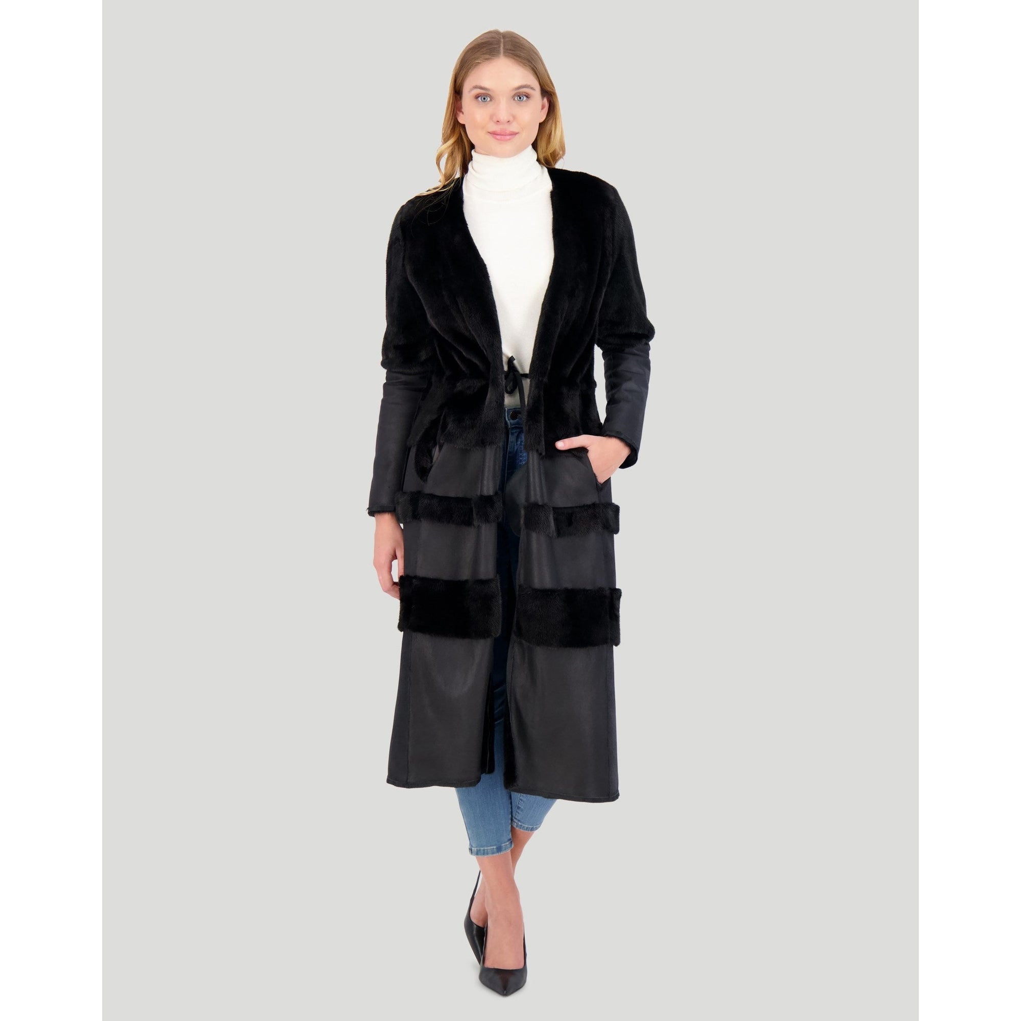 Women | Mink Nappa Coat | Black