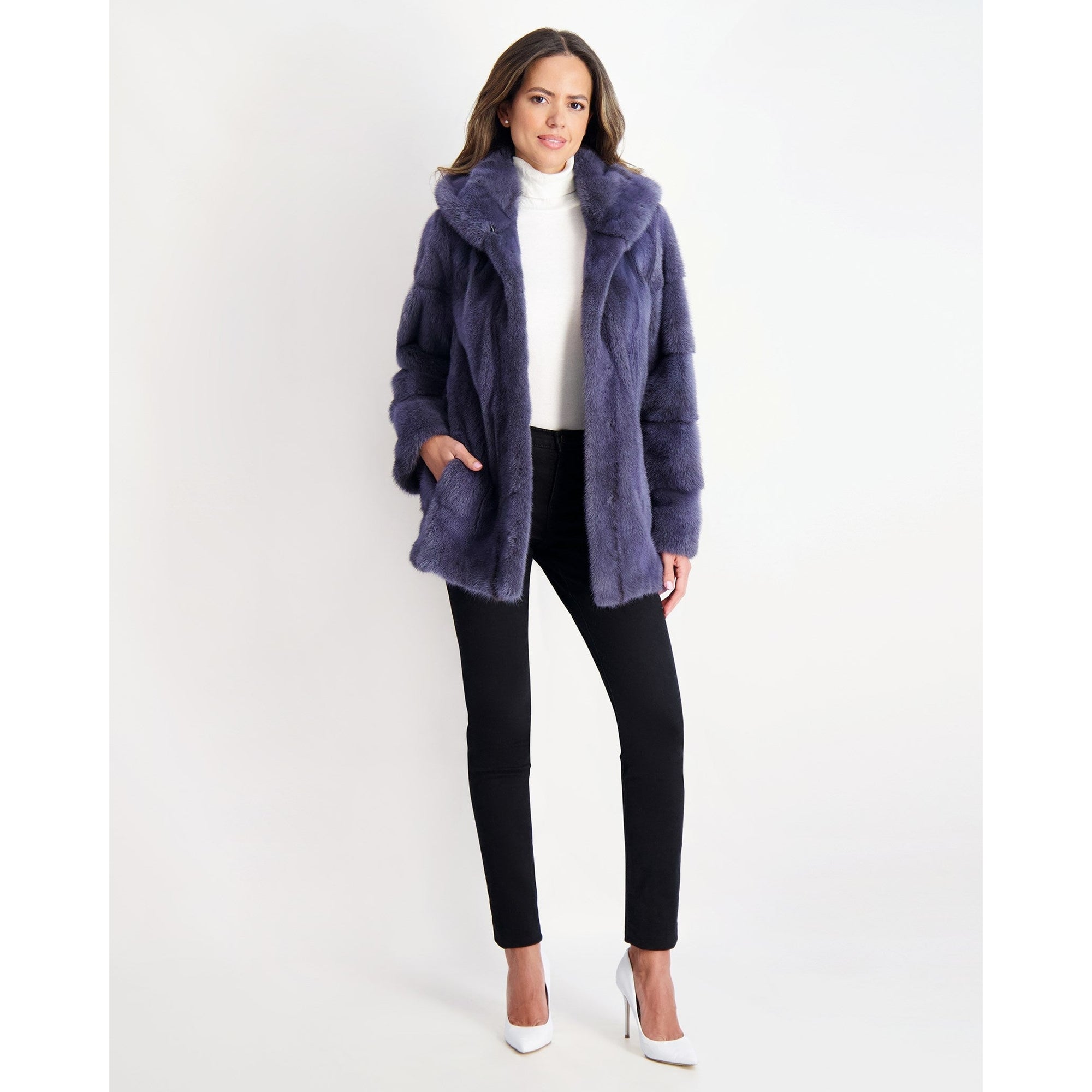 Women | Mink Parka | Blue Gray Cross