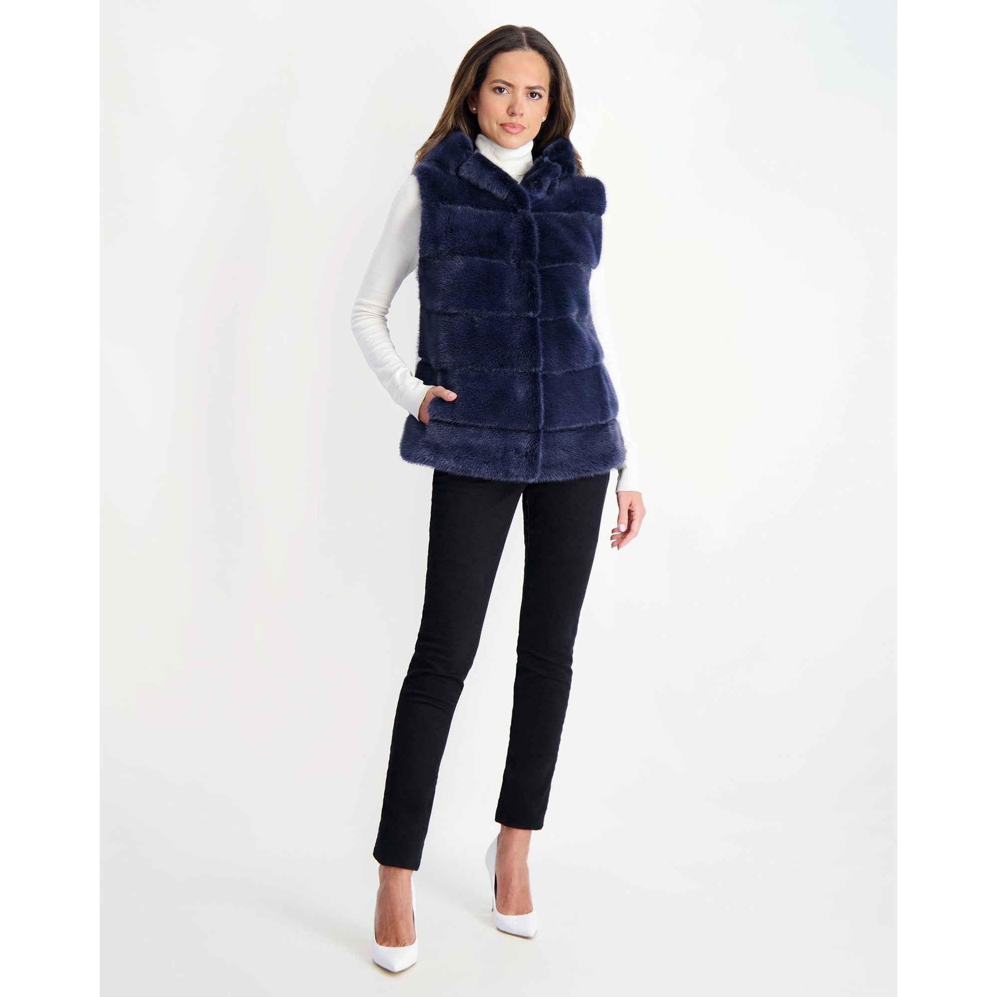 Women | Mink Vest | Blue Jean