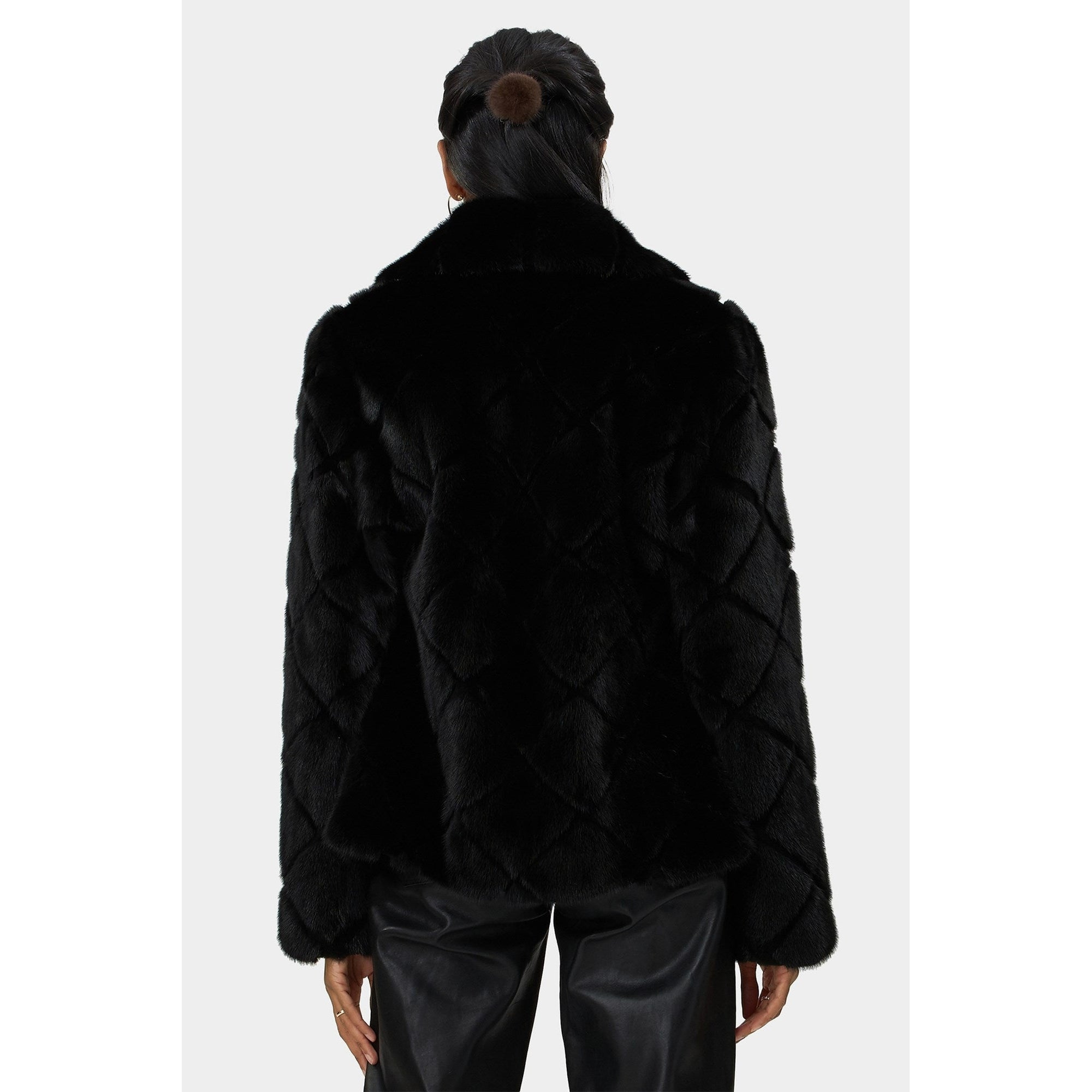 Women | Mink Zip Bomber Jacket | Black