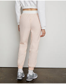 Women | Mixed Material Crinkle Nylon Jogger | Blush White
