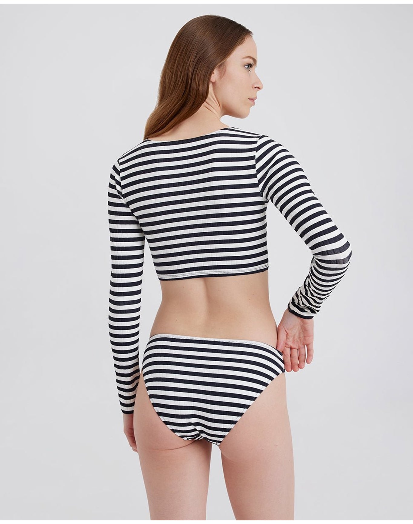Nola Ribbed Rashguard | Noir Optic White Stripe
