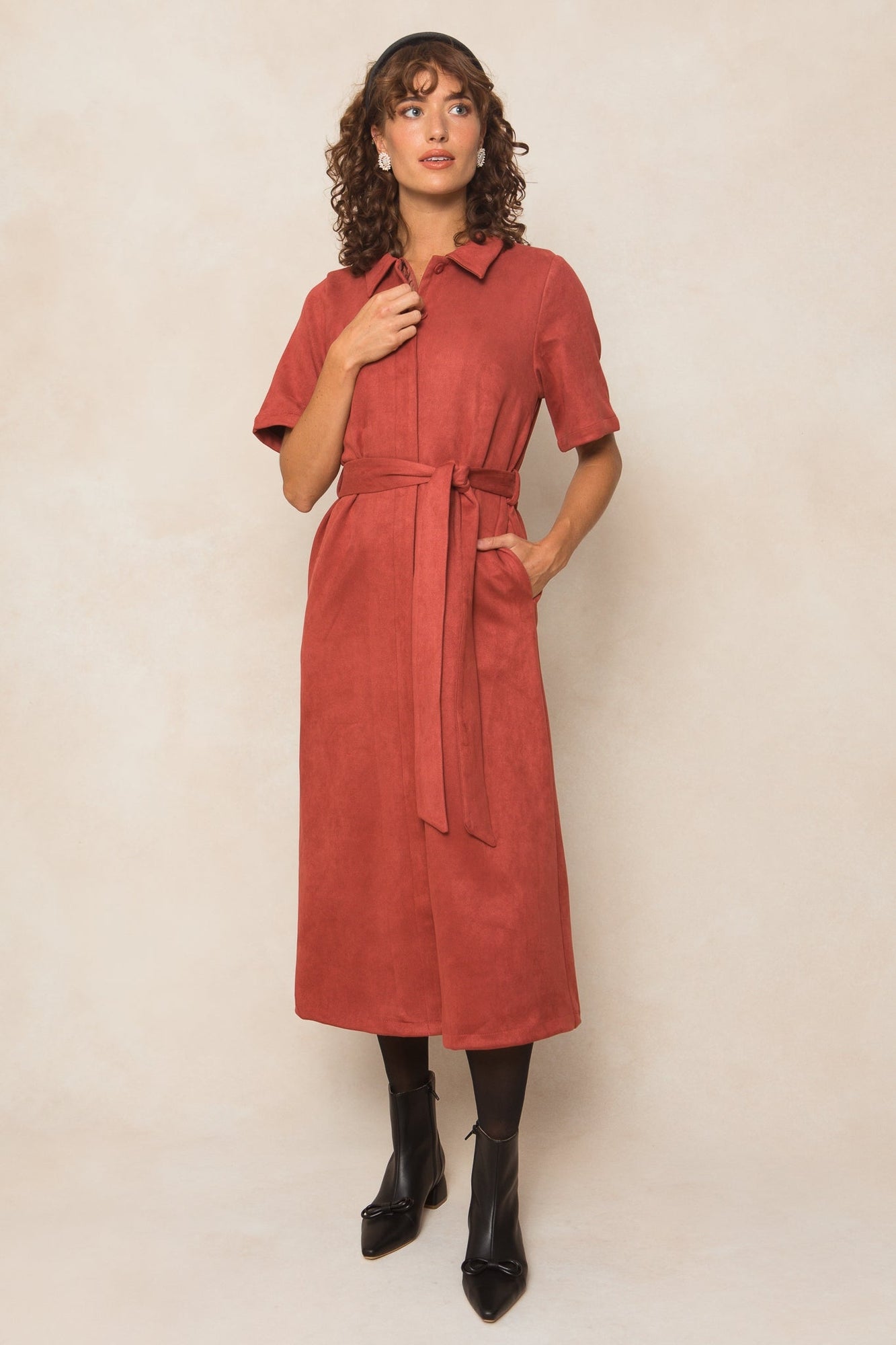 Women | Rory Suede Dress | Red