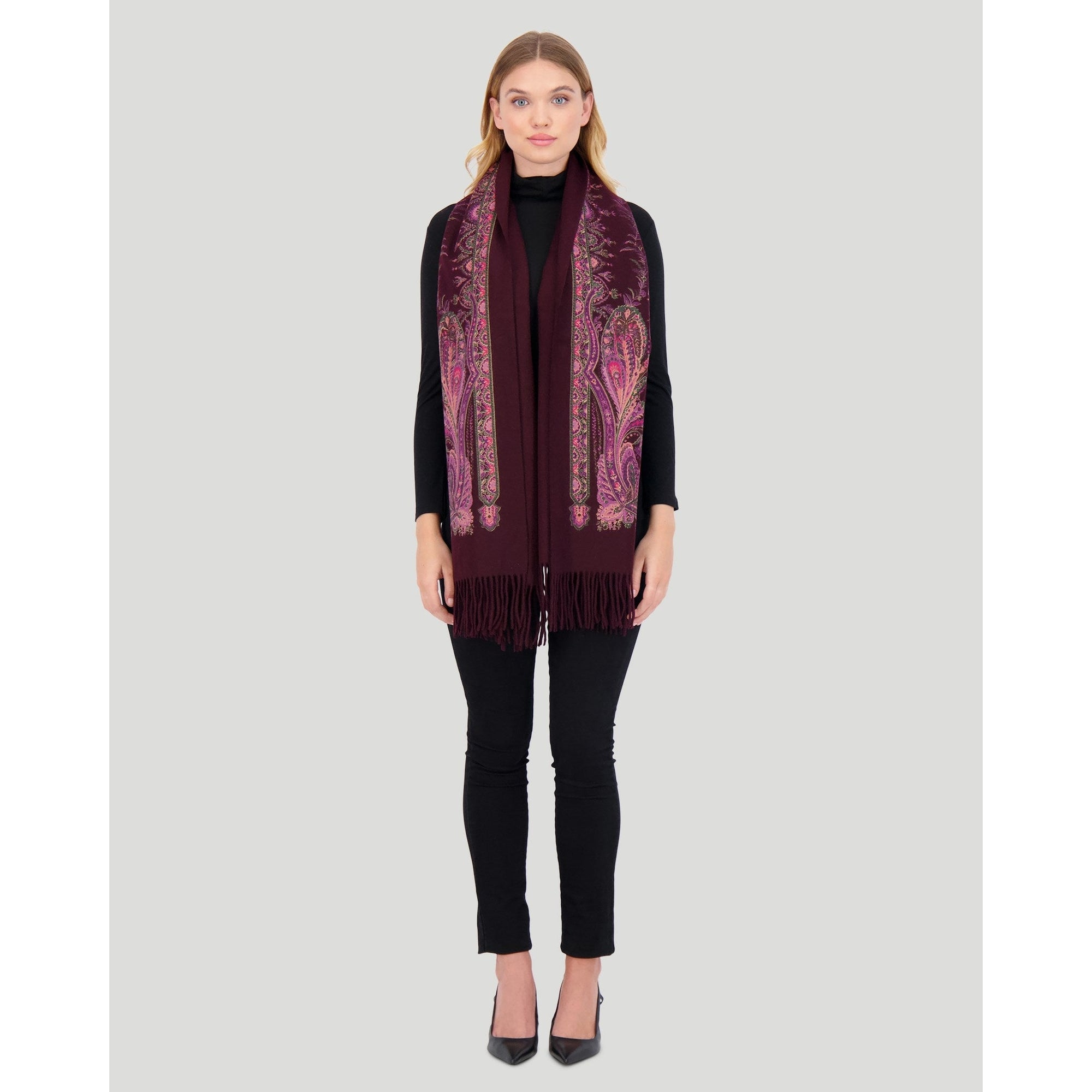 Women | Select Cashmere Stole | Wine Paisley