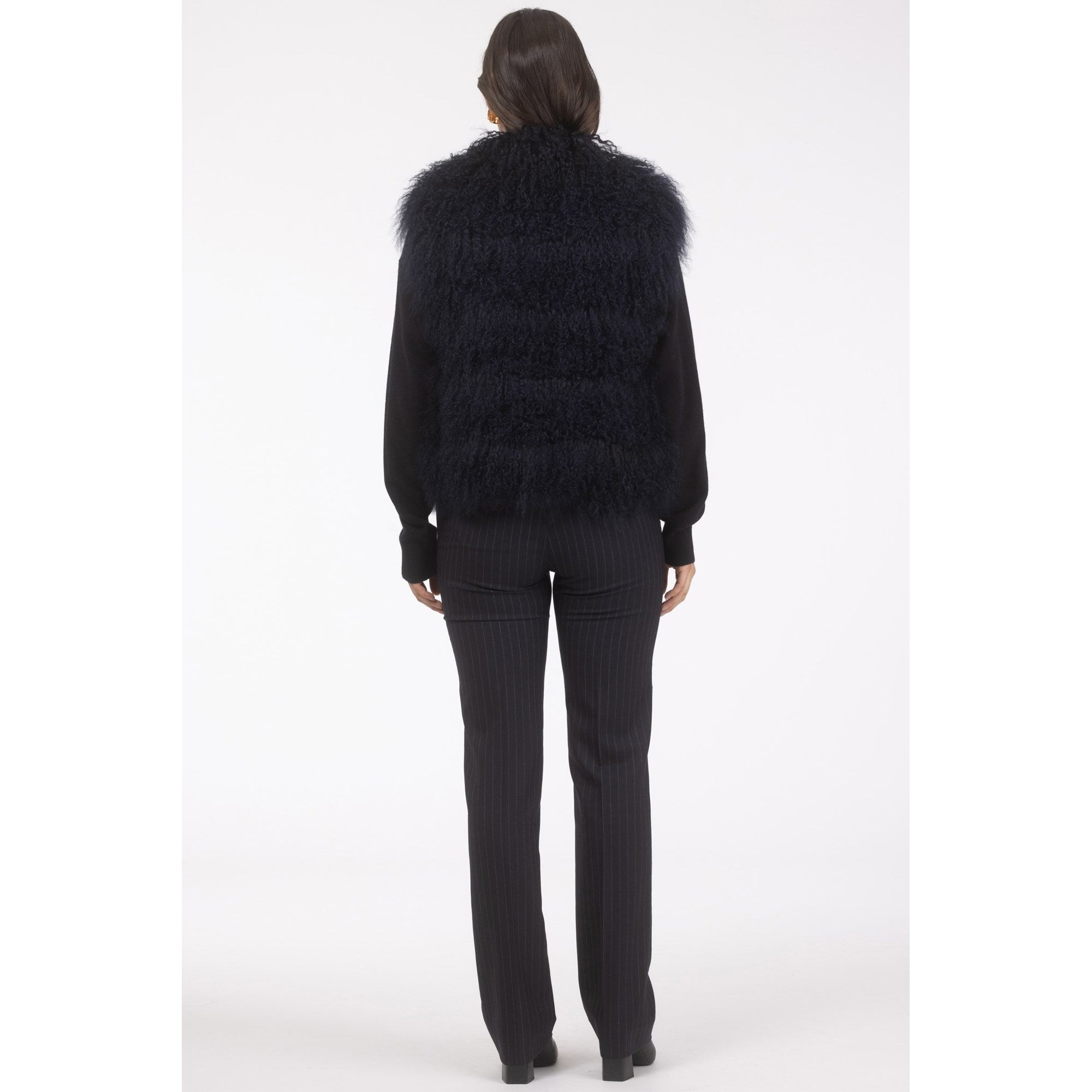 Women | Select Mongolian Lamb Vest | Navy