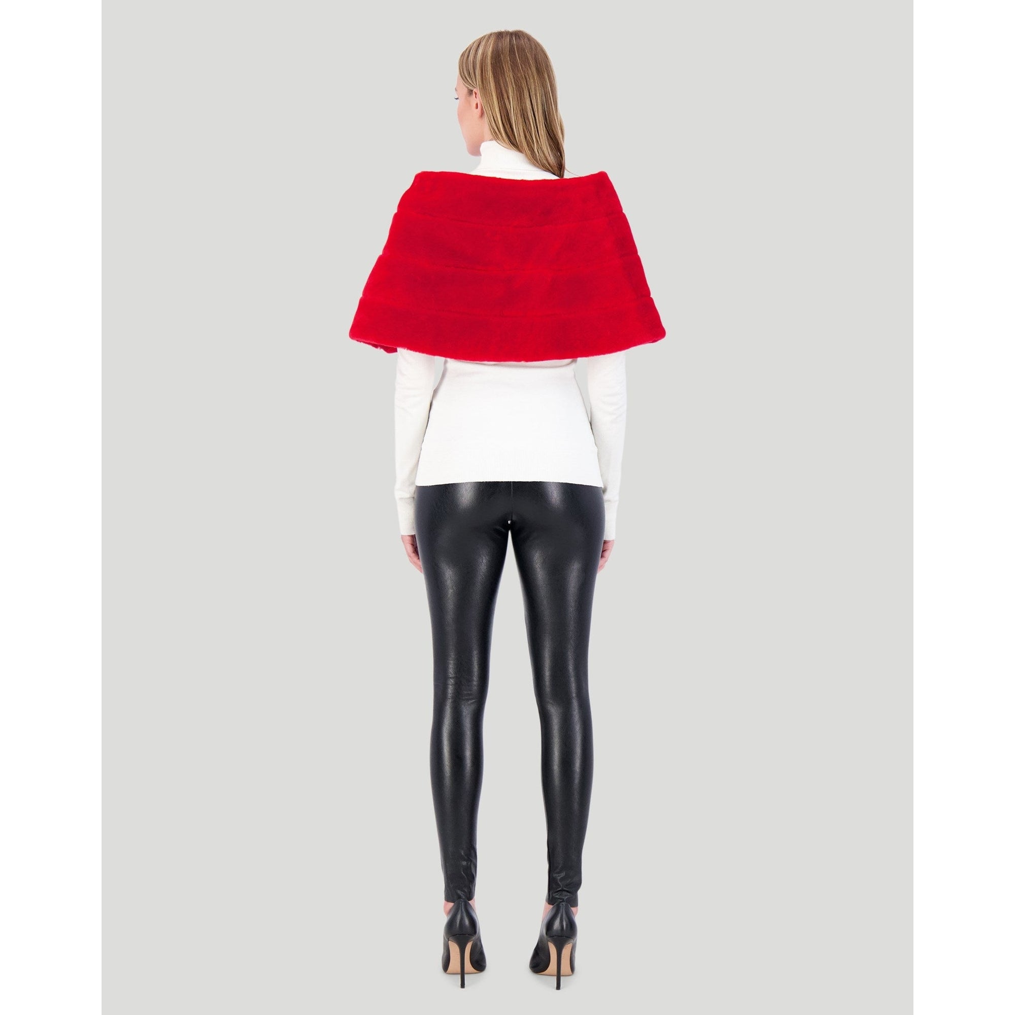 Women | Select Shearling Lamb Capelet | Red