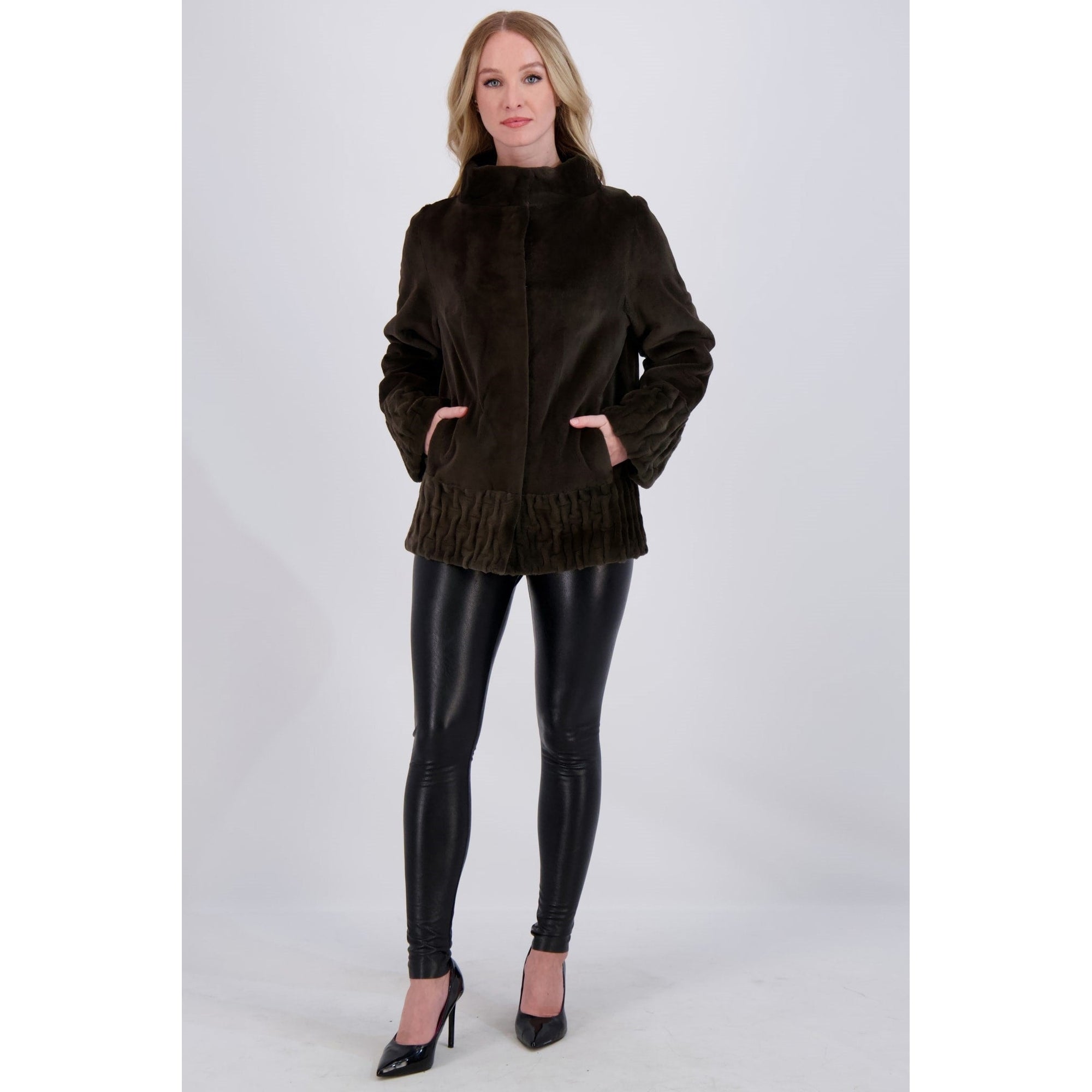 Women | Sheared Mink Jacket | Olive Green