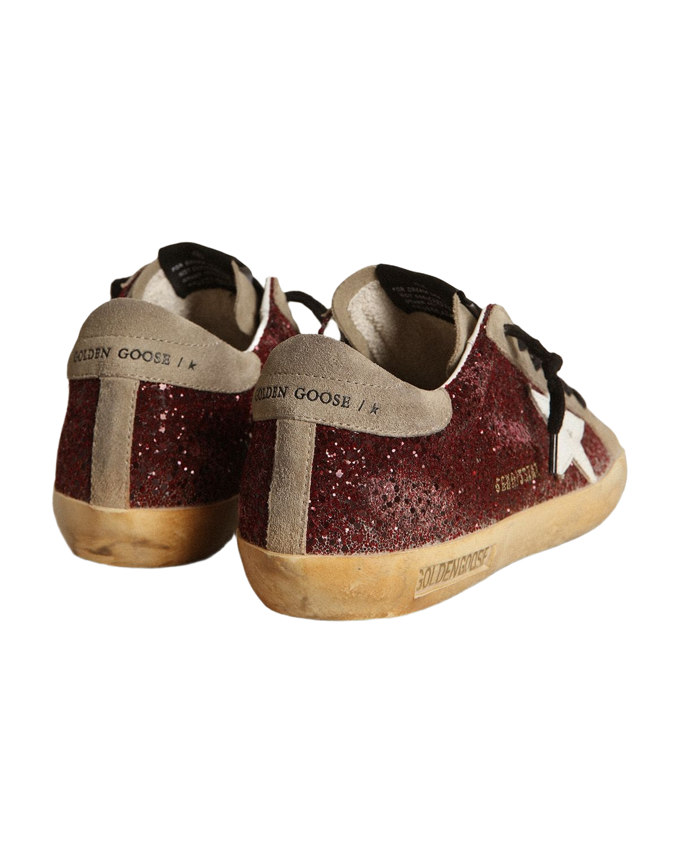 Women | Super-Star Burgundy Glitter with White Leather Star & Dove-Gray Suede Tongue | Bordeaux x Taupe x White
