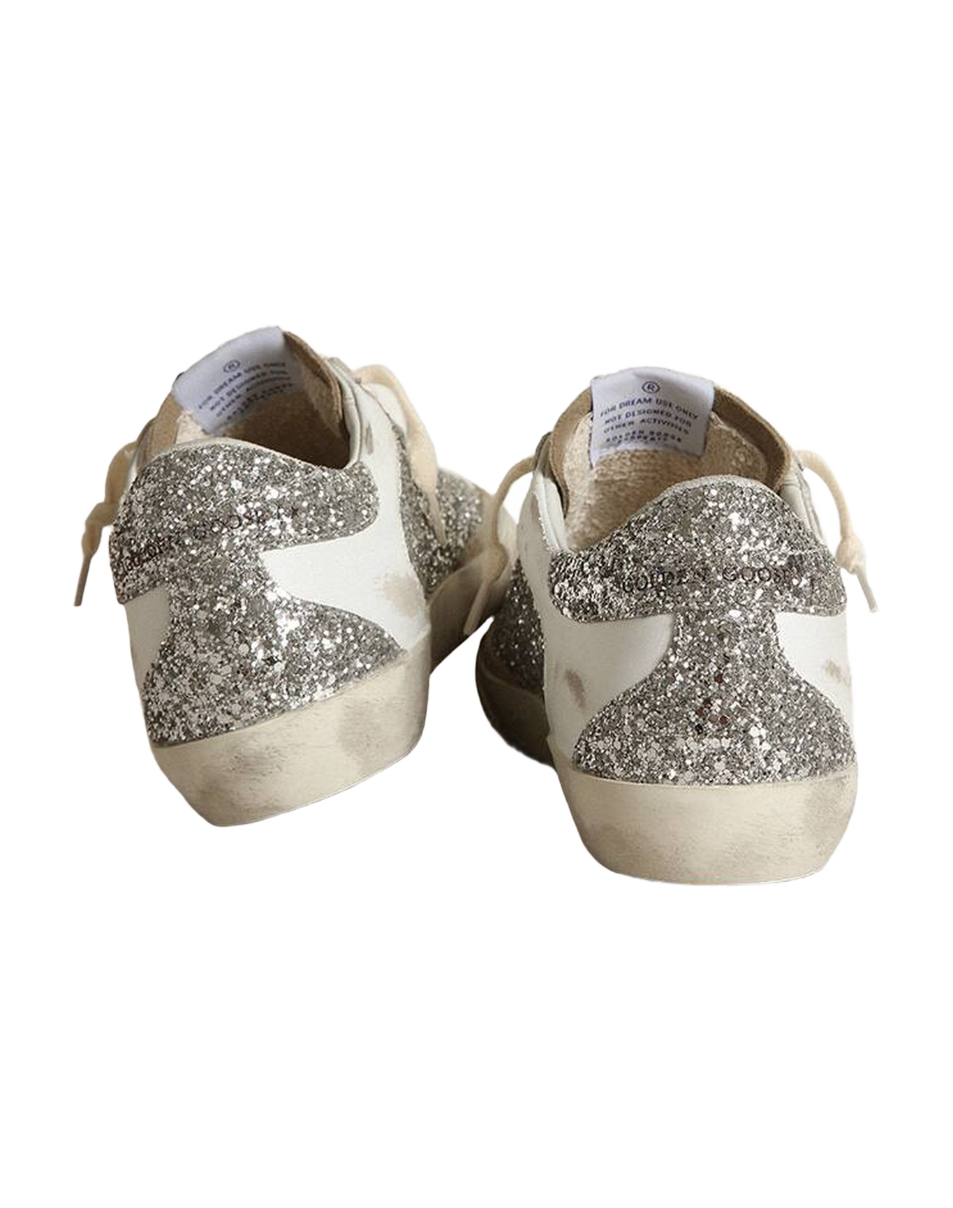 Women | Super-Star Sneakers White Leather & Silver Glitter with Suede Star | Silver x White x Taupe