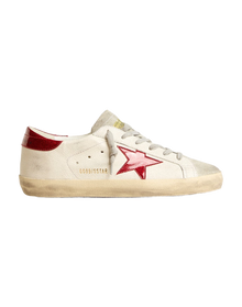 Women | Super-Star White Nappa & Suede Tongue with Red Star & Heel | White x Red x Ice