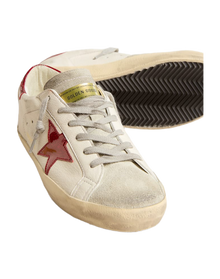 Women | Super-Star White Nappa & Suede Tongue with Red Star & Heel | White x Red x Ice