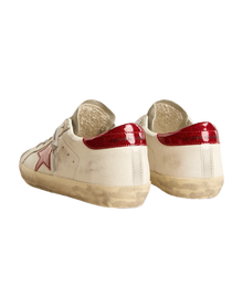 Women | Super-Star White Nappa & Suede Tongue with Red Star & Heel | White x Red x Ice