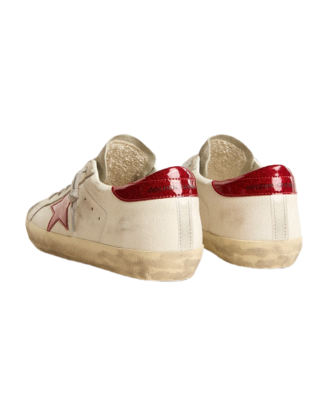 Women | Super-Star White Nappa & Suede Tongue with Red Star & Heel | White x Red x Ice