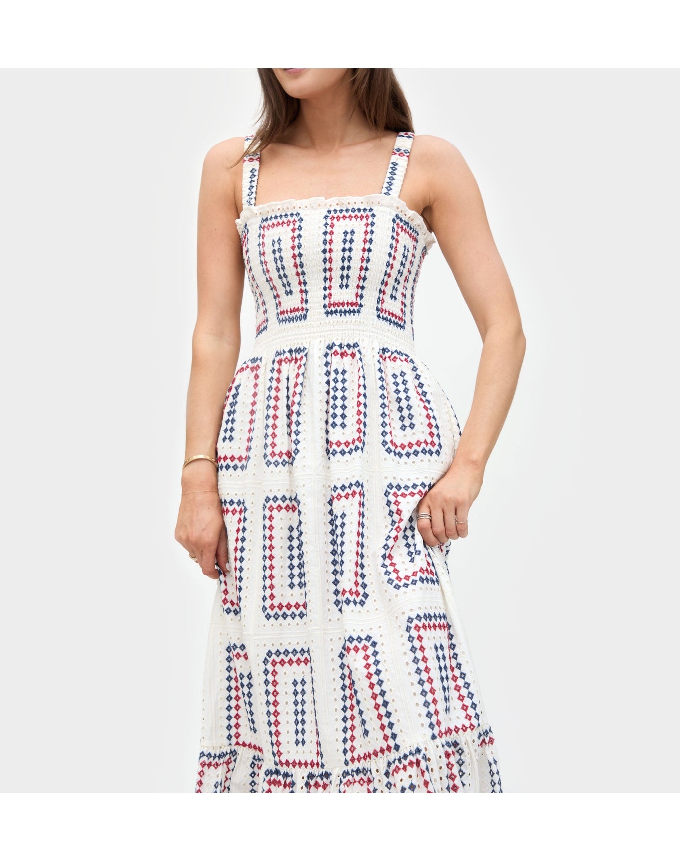 Women | The Anjuli Nap Dress | Geo Eyelet