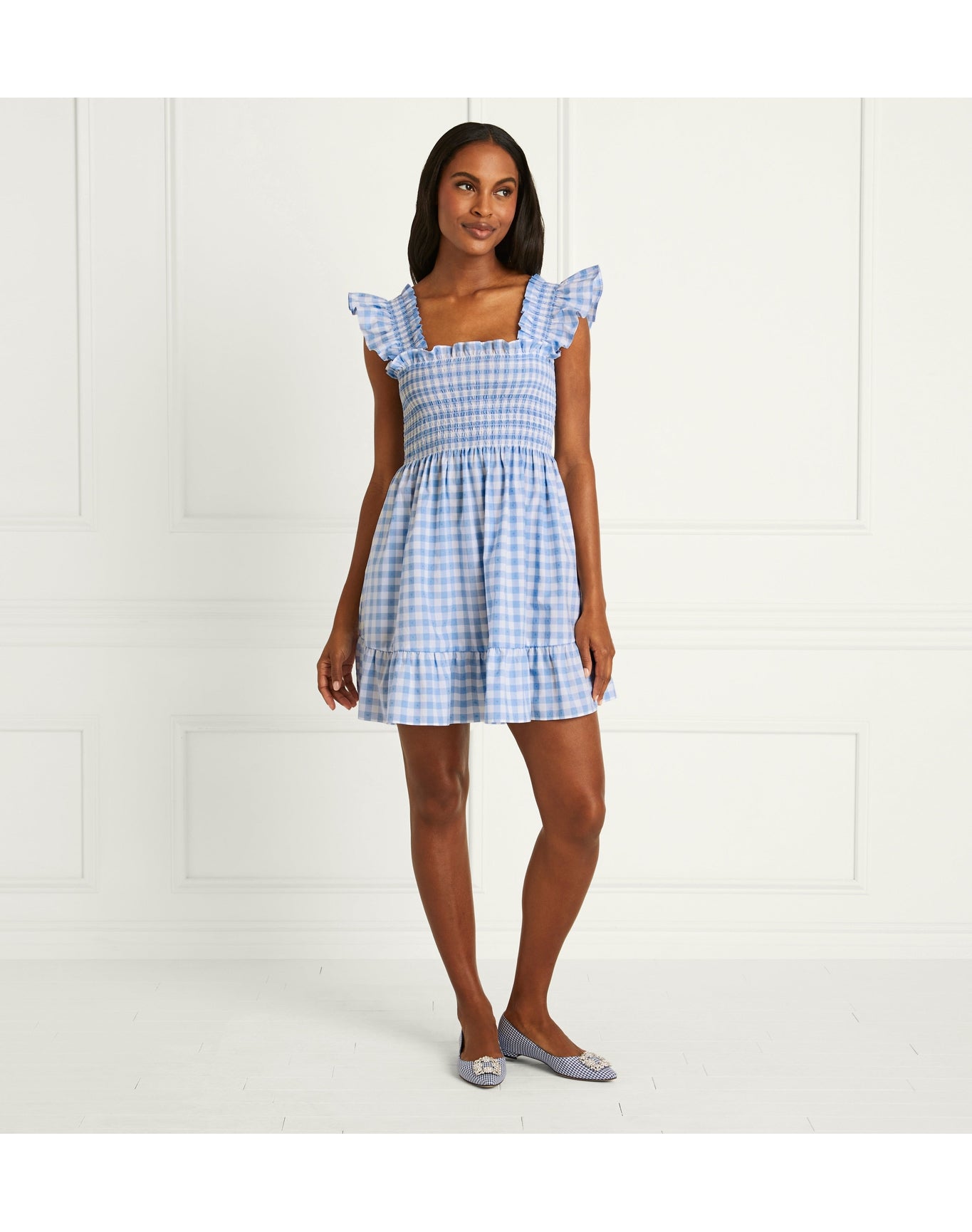 Women | The Elizabeth Nap Dress | Blue Clip Dot Check