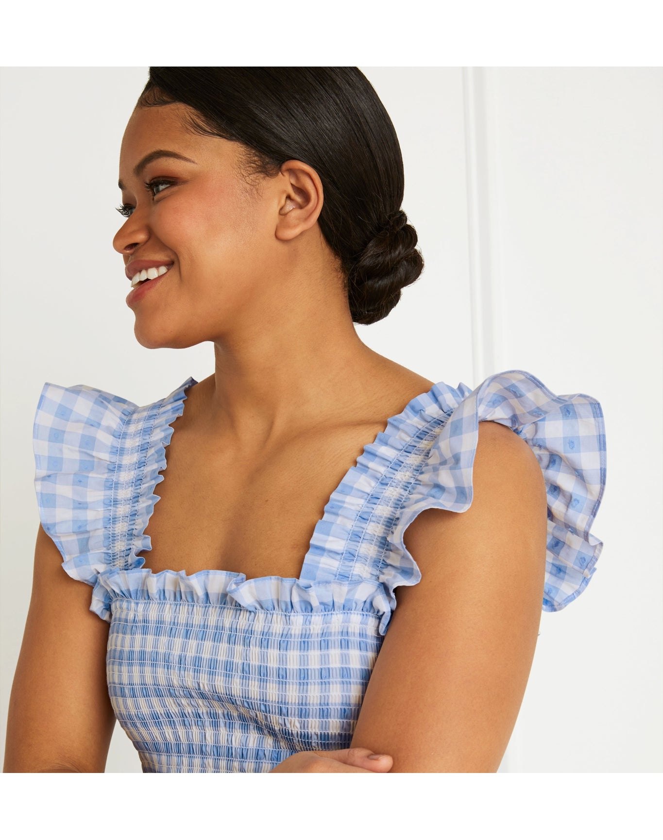 Women | The Elizabeth Nap Dress | Blue Clip Dot Check
