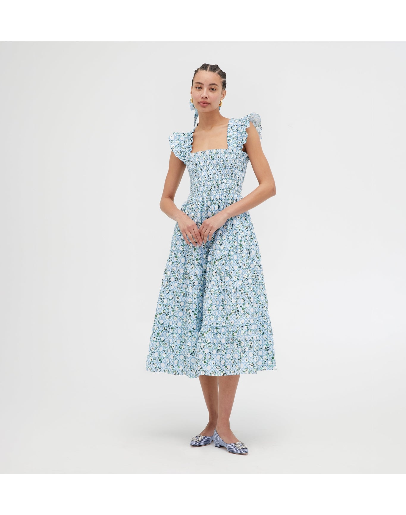 Women | The Ellie Nap Dress | Blue Basketweave Vine