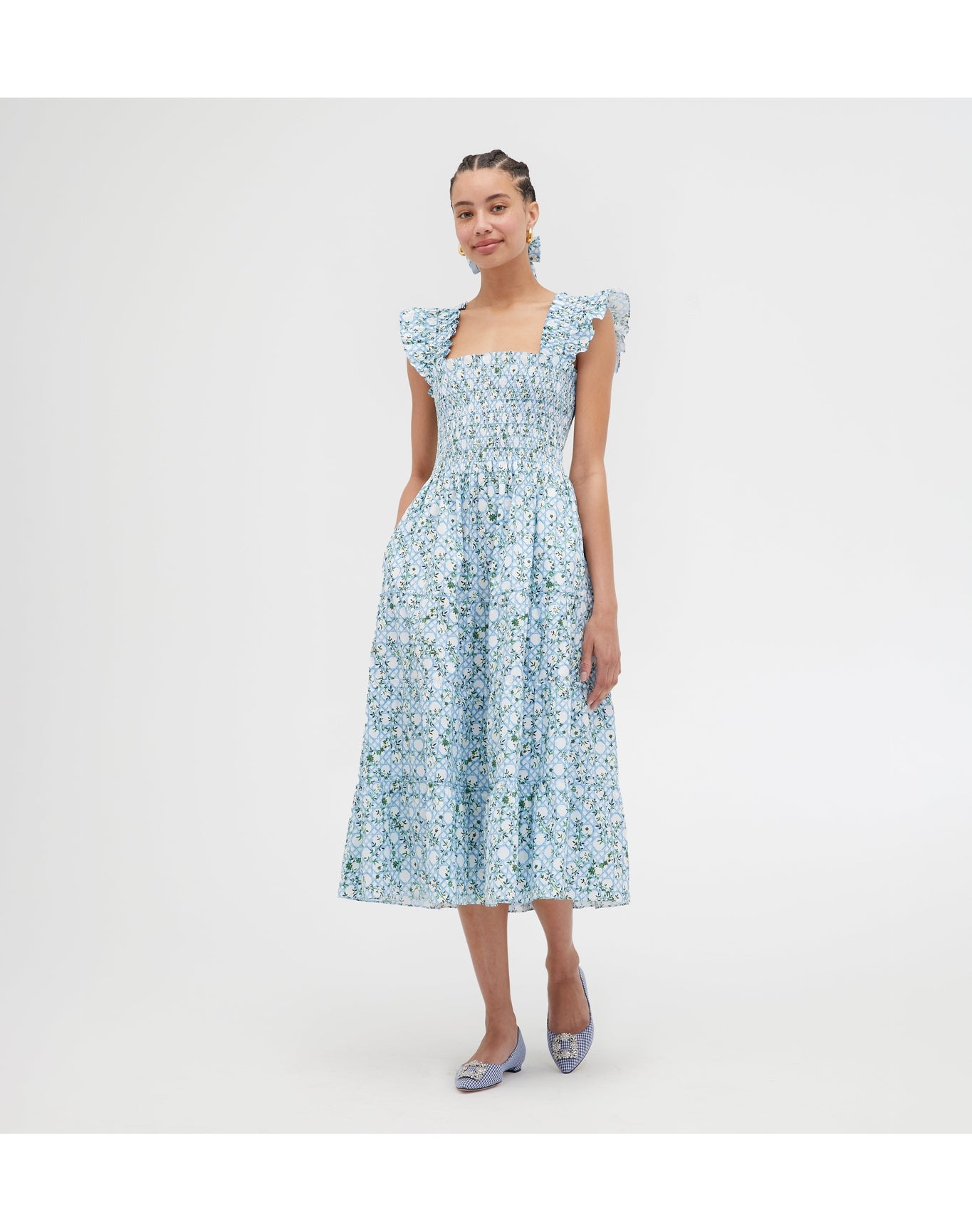 Women | The Ellie Nap Dress | Blue Basketweave Vine