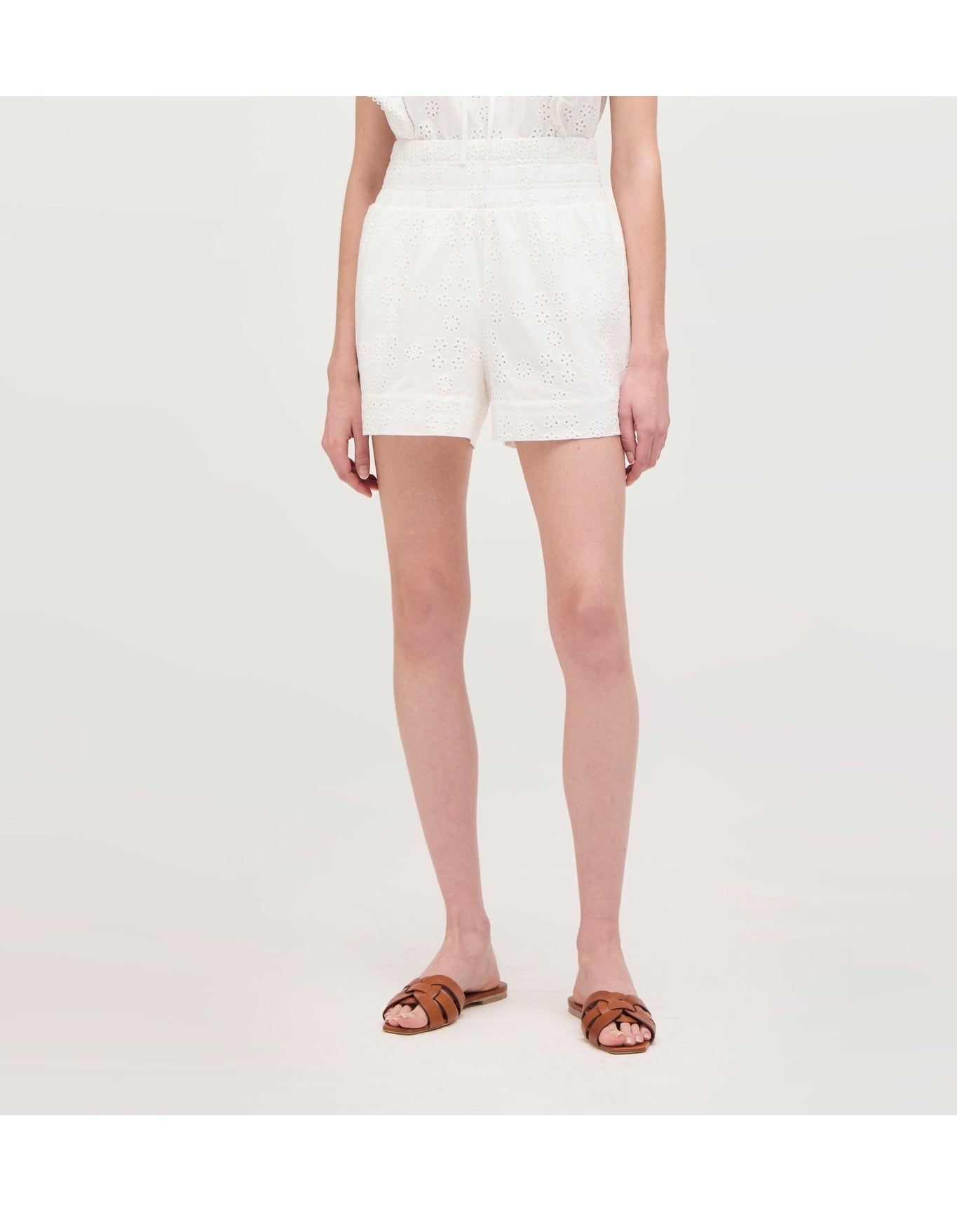 Women | The Eyelet Livie Nap Shorts | White Eyelet