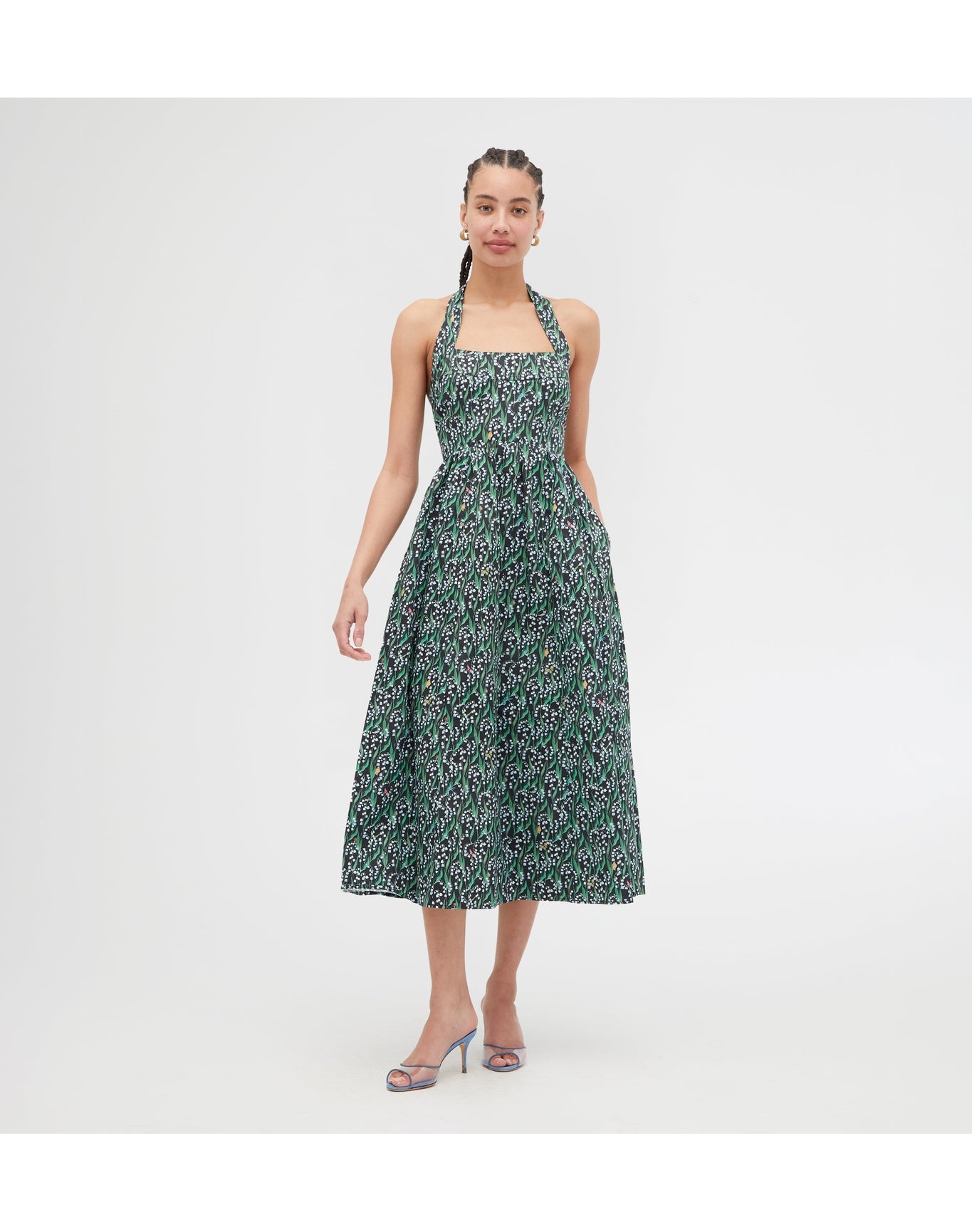 Women | The Fleur Midi Dress | Black Lily of the Valley