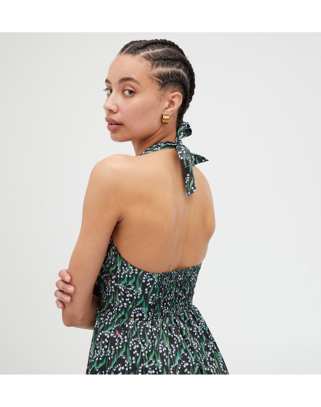 Women | The Fleur Midi Dress | Black Lily of the Valley