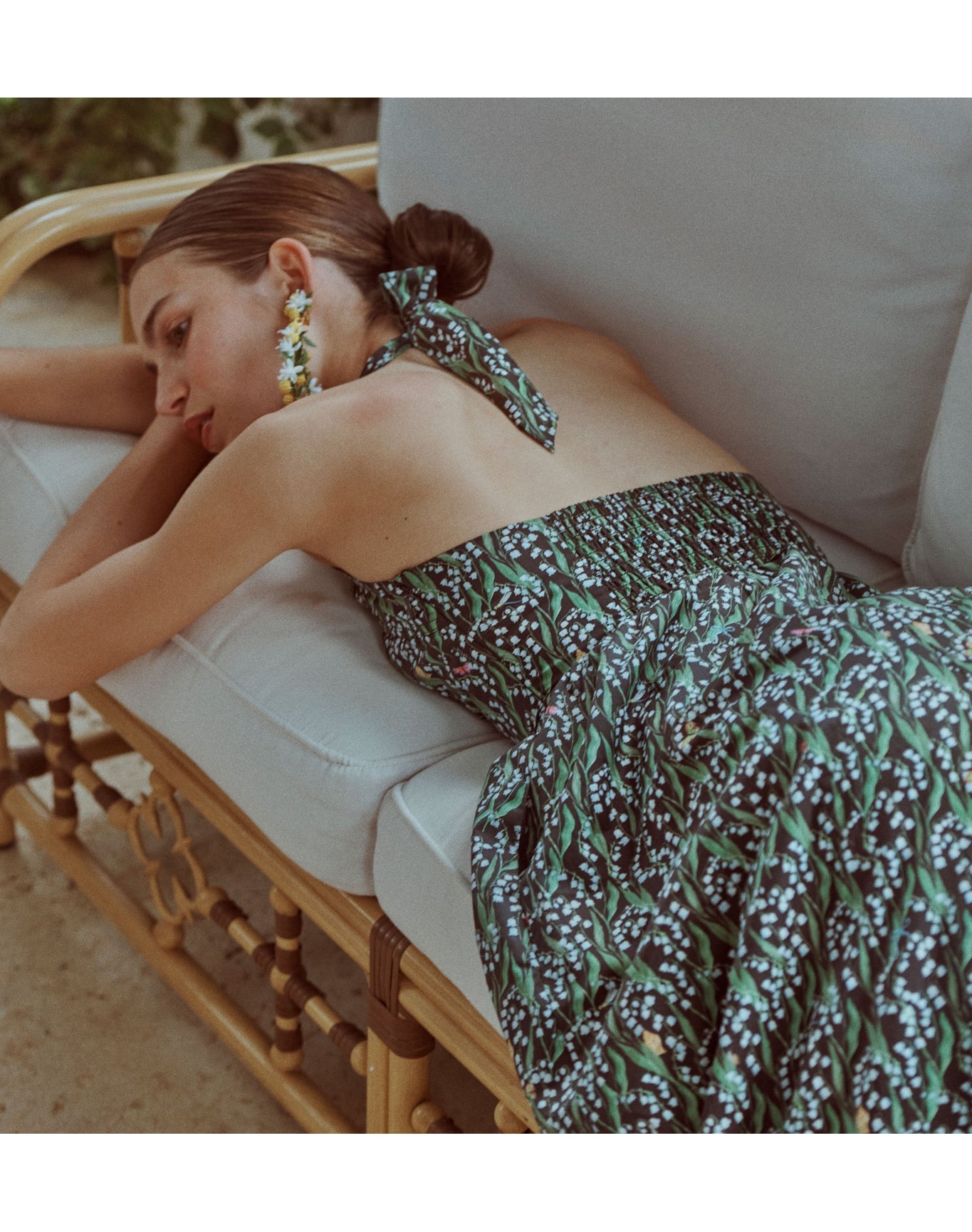 Women | The Fleur Midi Dress | Black Lily of the Valley