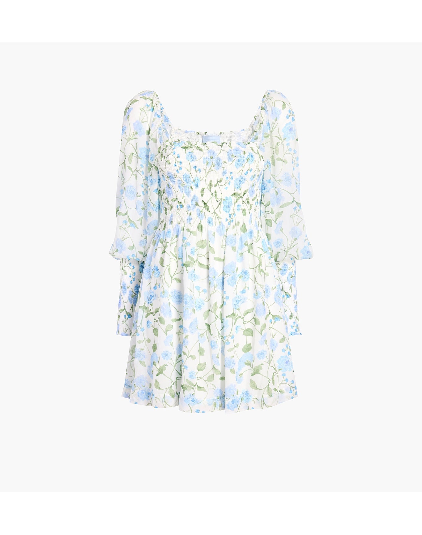 Women | The Grace Mini Nap Dress | Blue Peony Bouquet Georgette
