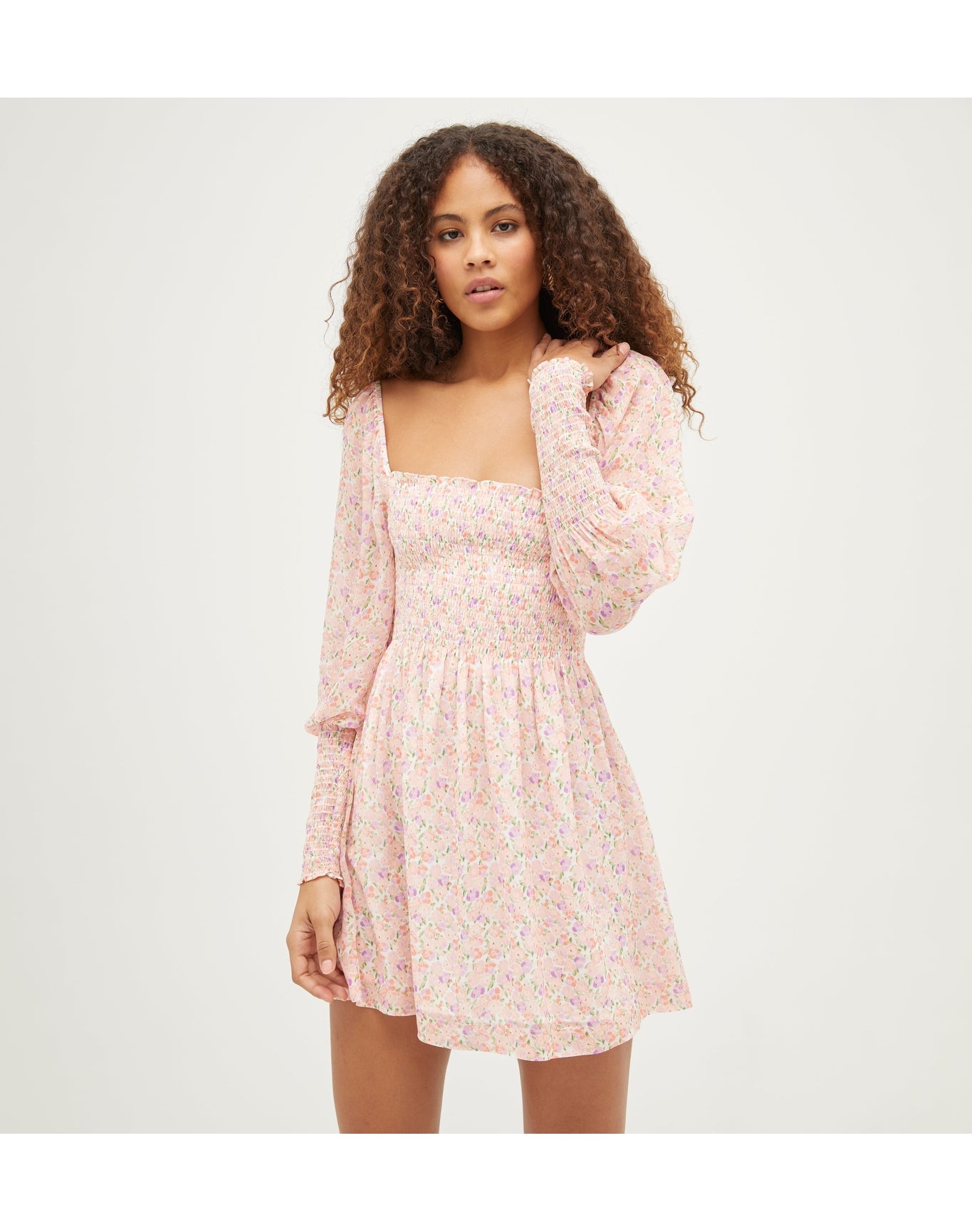 Women | The Grace Mini Nap Dress | Pansy in Pink Multi Georgette