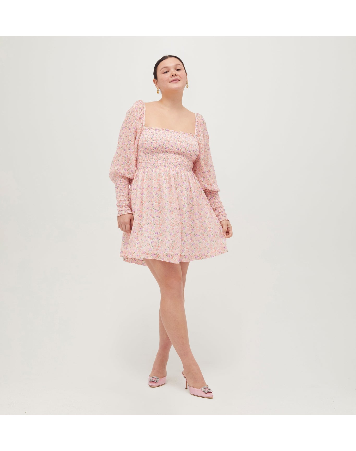 Women | The Grace Mini Nap Dress | Pansy in Pink Multi Georgette