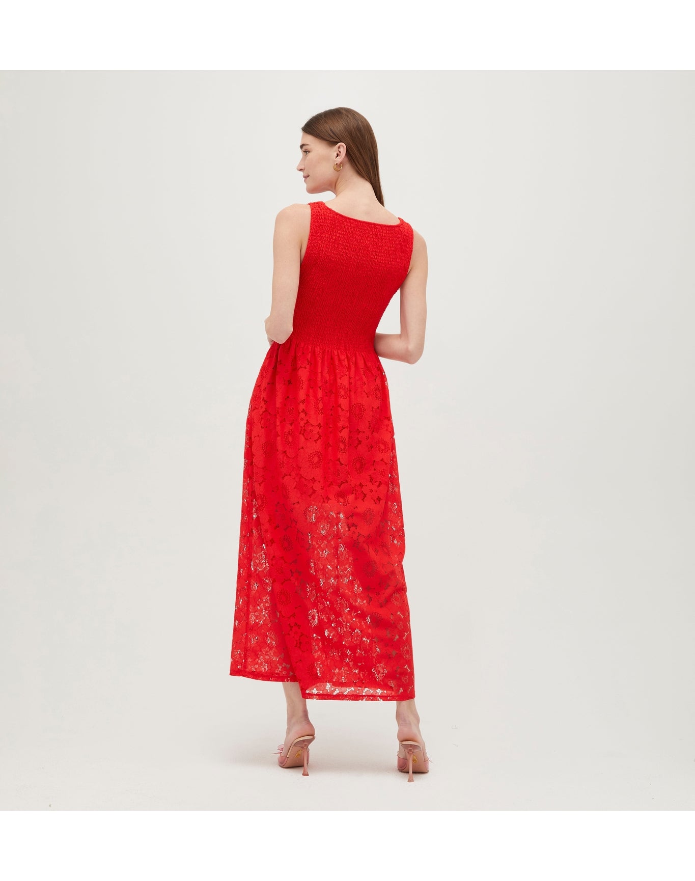 Women | The Lace Cosima Nap Dress | Poppy Red Floral Lace