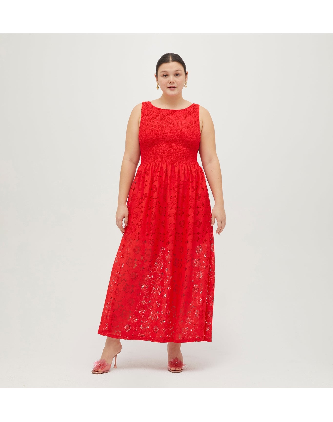 Women | The Lace Cosima Nap Dress | Poppy Red Floral Lace