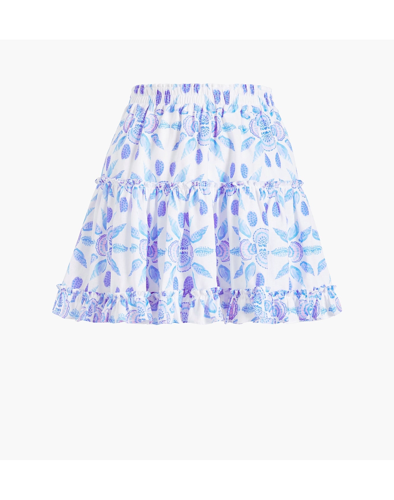 Women | The Linen Paz Skirt | Blue Shell Mosaic Linen