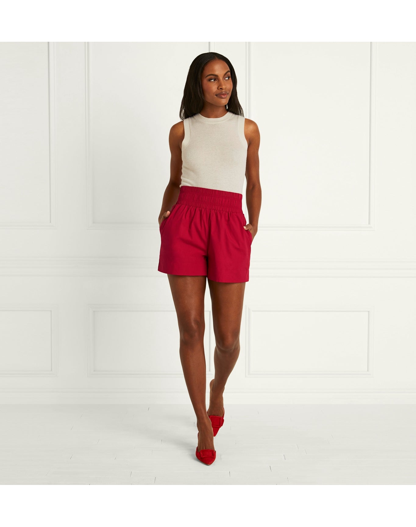 Women | The Livie Nap Shorts | Victorian Red Cotton