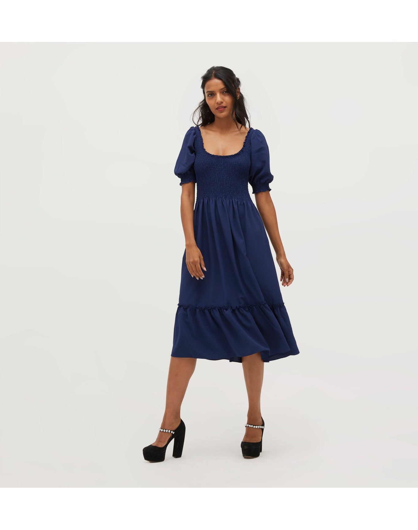 Women | The Louisa Nap Dress | Wrinkle Resistant Navy Crepe