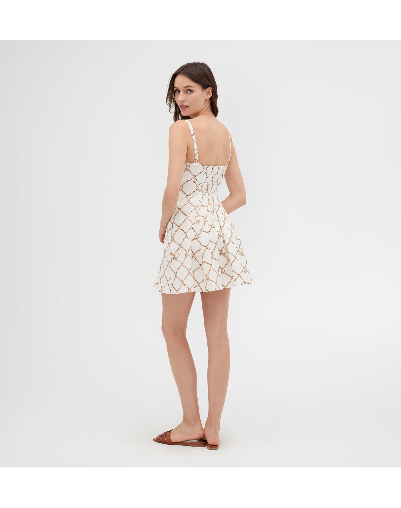 Women | The Margot Mini Dress | Nautical Trellis Linen