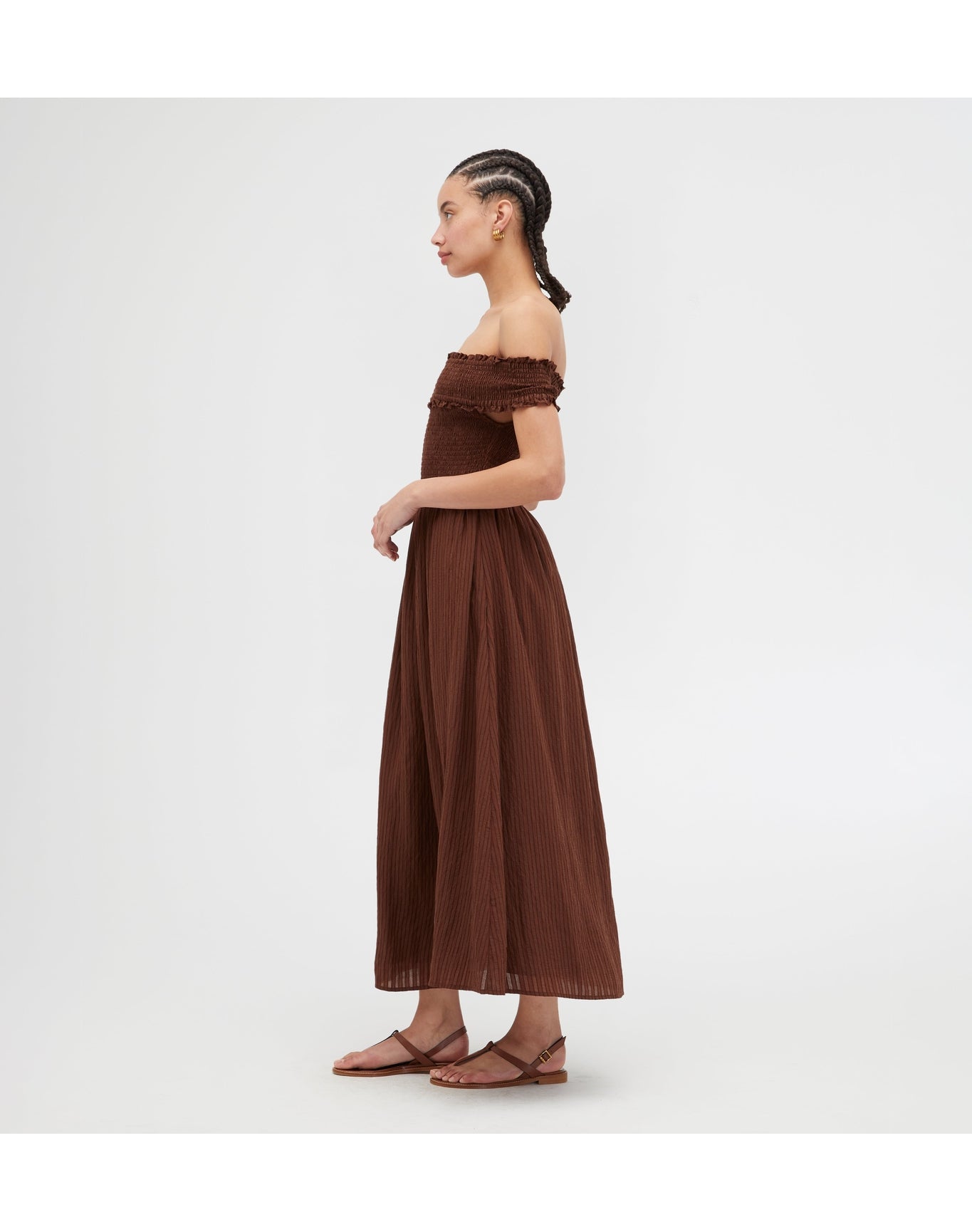 Women | The Marguerite Nap Dress | Chocolate Tonal Seersucker
