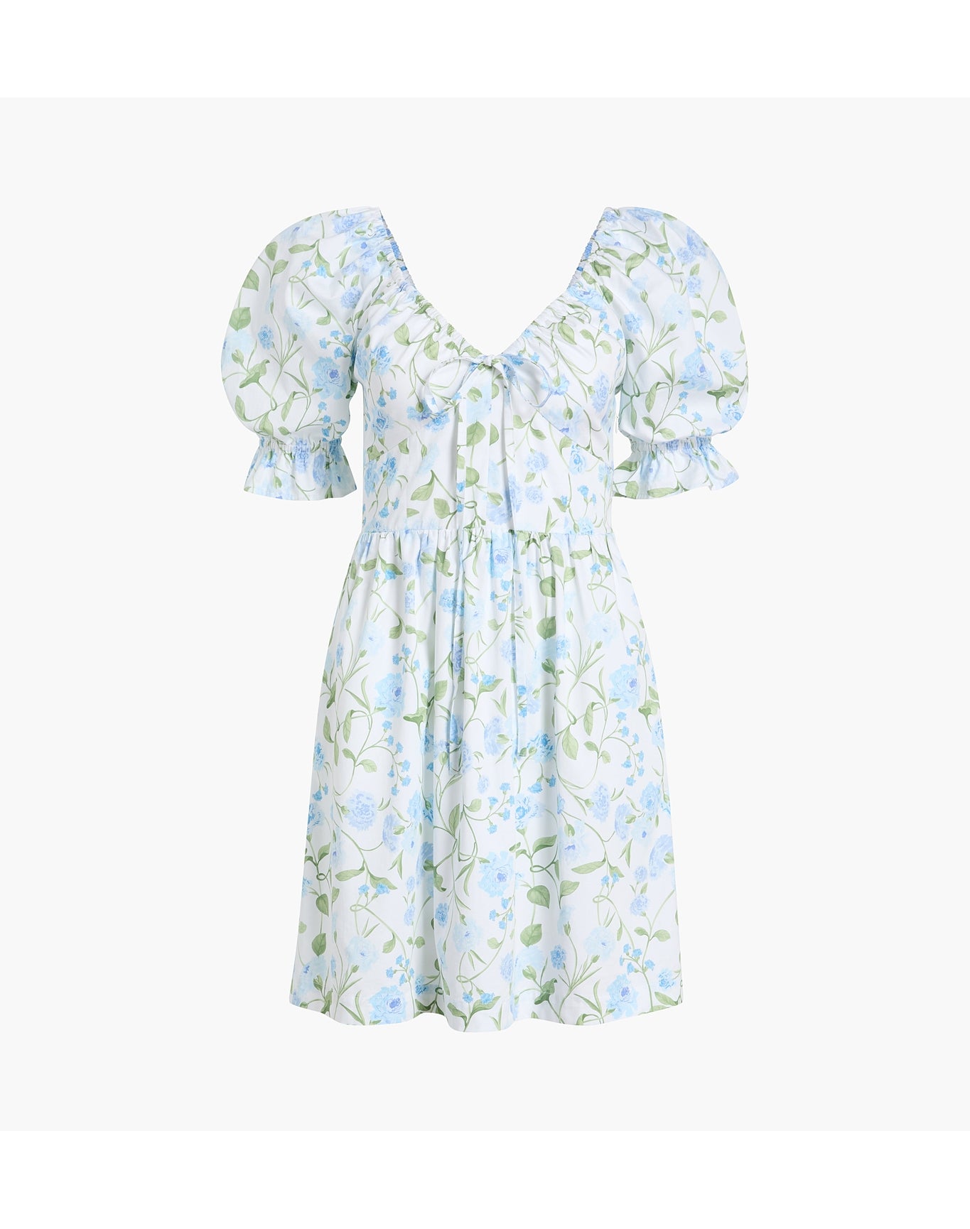 Women | The Ophelia Mini Dress | Blue Peony Bouquet Cotton Sateen