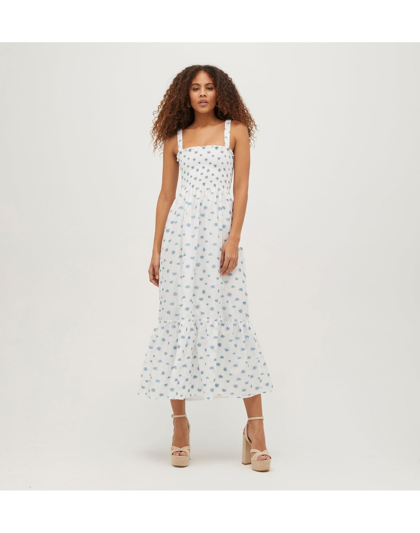 Women | The Organza Anjuli Nap Dress | Spearmint/Lilac Floral Jacquard