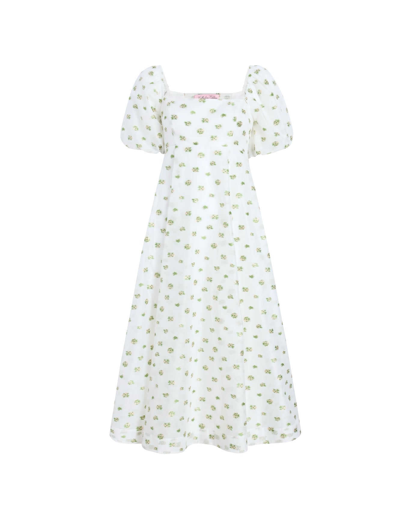 Women | The Organza Matilda Dress | Olive/Coral Floral Jacquard
